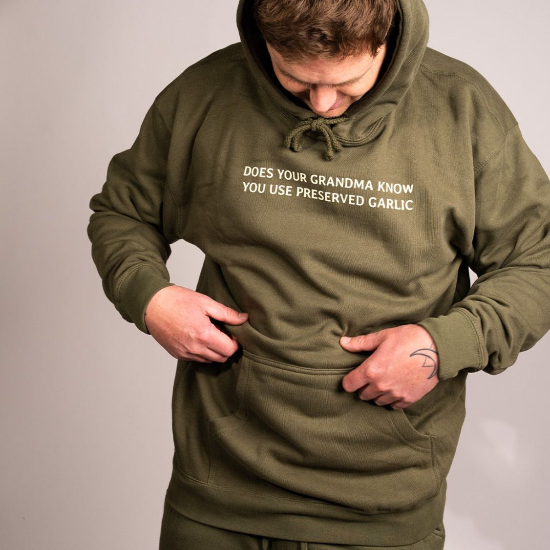 Army Green Preserved Garlic Hoodie